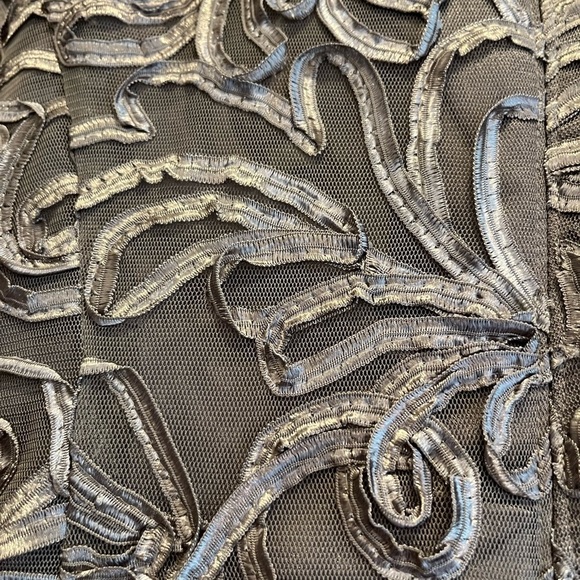 GRAY Ignite Evenings knee length dress, keyhole neck with rhinestones. Like new - Picture 4 of 5